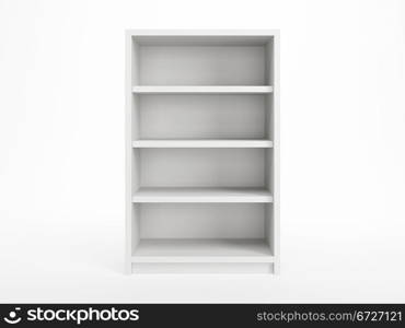 modern white bookcase, 3d render