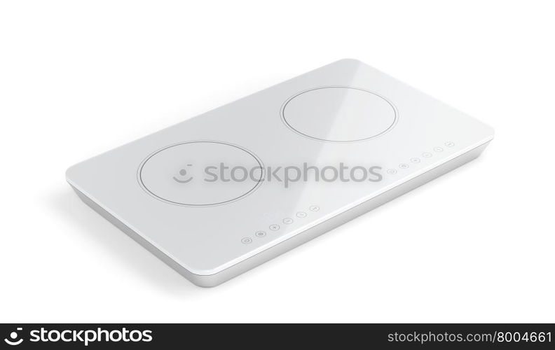 Modern white ceramic cooktop on white background