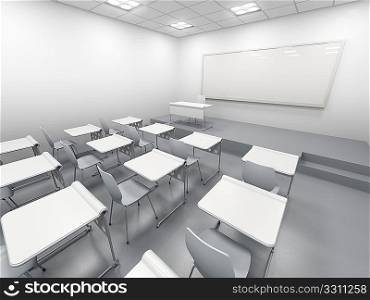 modern white classroom. 3d rendering