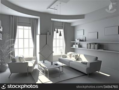 modern white interior ( 3d rendering )
