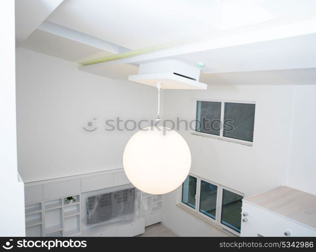 Modern white round chandelier at luxury living room