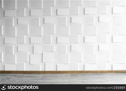 Modern white wall with wooden floor with window light. Abstract background from concrete wall in room.