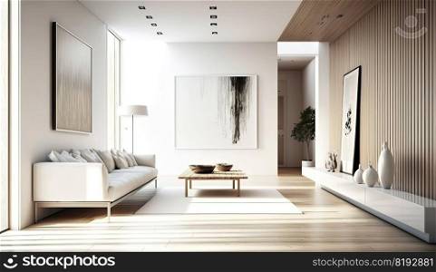 modern white wood room. interior background, wall home, house apartment, decoration design, 3d floor, light modern white wood room ai generated illustration. modern white wood room ai generated