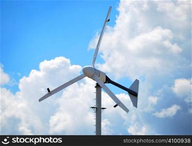 Modern windmill. Wind energy. Concept of ecology and environment. Aerogenerator