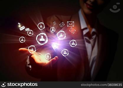 Modern wireless technology and social media illustration