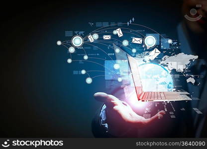 Modern wireless technology and social media illustration