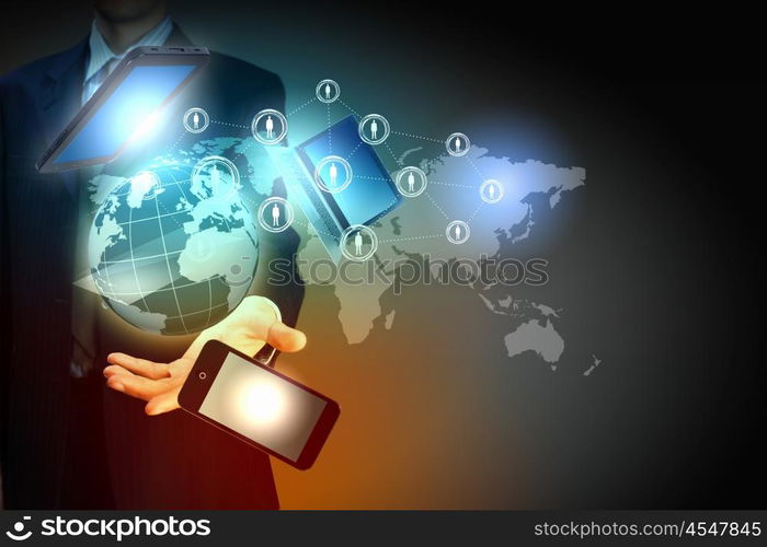 Modern wireless technology and social media. Modern wireless technology and social media illustration