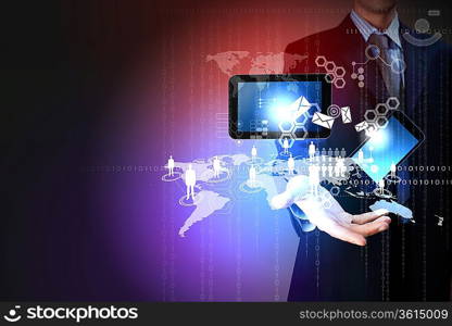 Modern wireless technology illustration with a computer device