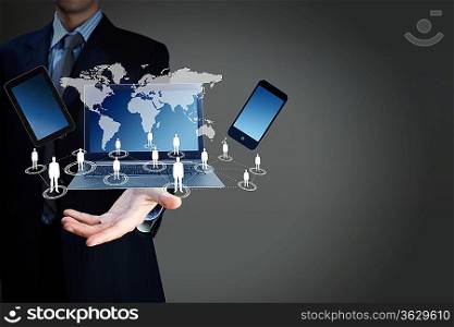 Modern wireless technology illustration with a computer device