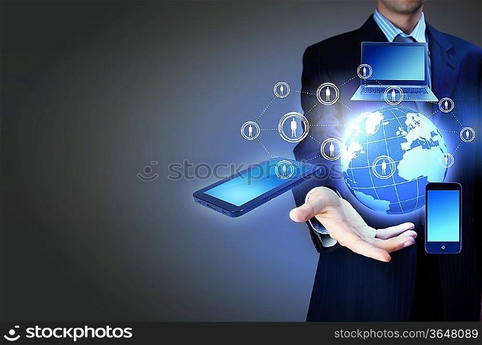 Modern wireless technology illustration with a computer device