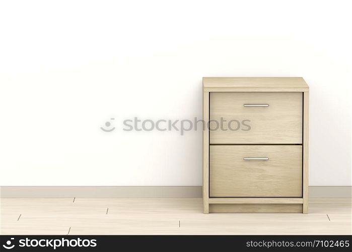 Modern wooden nightstand in the room