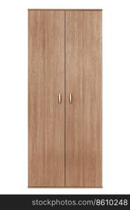 modern wooden wardrobe on a white background