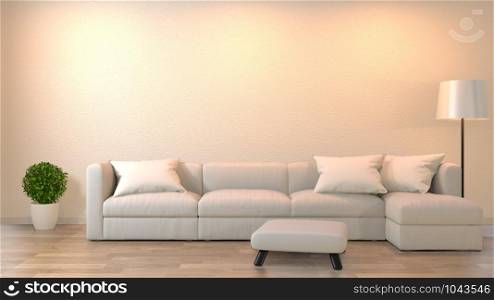 Modern zen living room with sofa and furniture Japanese style.3D rendering