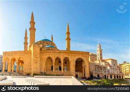 Mohammad Al-Amin Mosque and Saint Georges Maronite cathedral in the center of Beirut, Lebanon