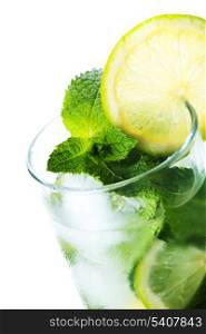 Mojito cocktail isolated on white background