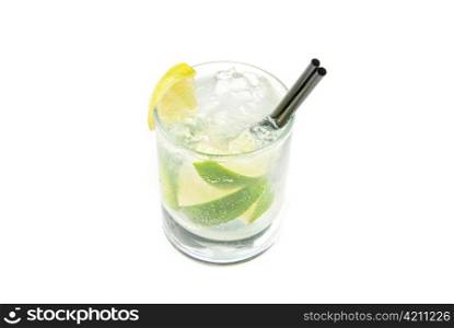 mojito cocktail with lemon and lime isolated over white