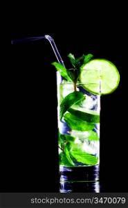 mojito isolated on black close up