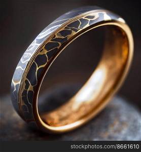 Mokume design gold ring 3d illustrated