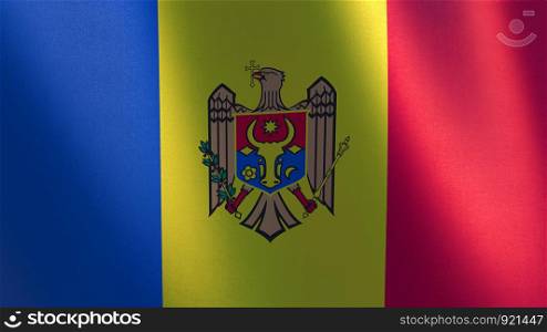 Moldavian flag. Waving flag of Moldova 3d illustration