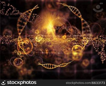 Molecular Dreams series. Creative arrangement of conceptual atoms, molecules and fractal elements as a concept metaphor on subject of biology, chemistry, technology, science and education