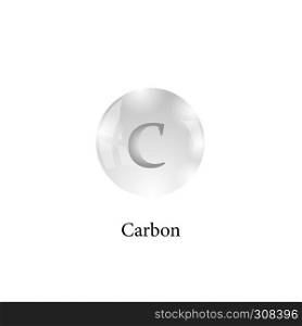 Molecule of Carbon. Chemical Element of the Periodic Table.. Molecule of Carbon Isolated on White Background. Chemical Element of the Periodic Table.