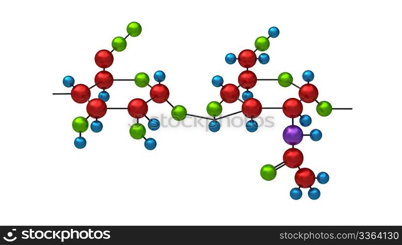 Molecule of hyaluron 3d render isolated on white
