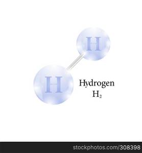 Molecule of Hydrogen. Chemical Element of the Periodic Table Isolated on White Background