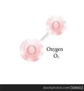 Molecule of Oxygen. Chemical Element of the Periodic Table Isolated on White Background