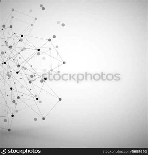 Molecule structure, gray background illustration for communication.