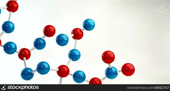 Molecules Background in Blue and Red as a Science Concept. Molecules Background