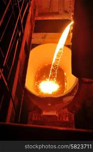 Molten metal poured from ladle