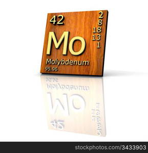 Molybdenum form Periodic Table of Elements - wood board -