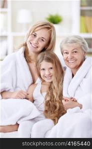 Mom, daughter and granddaughter at home