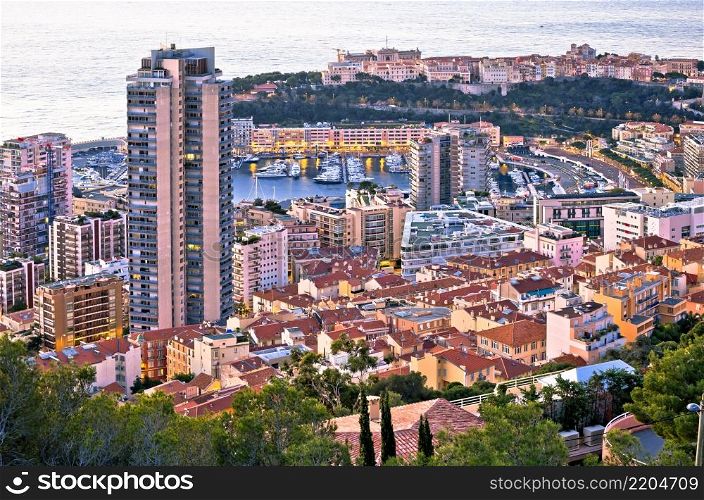 Monaco and Monte Carlo cityscape view from above, Principality of Monaco, Cote D Azur