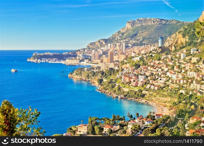 Monaco cityscape and coastline colorful nature of Cote d&rsquo;Azur view, Principality of Monaco