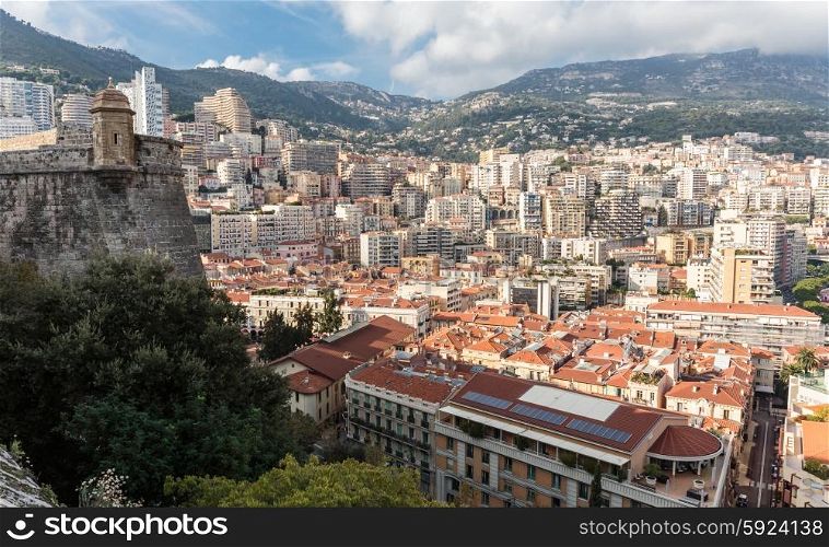 MONACO - NOVEMBER 2, 2014: Panoramic view of the Monte Carlo, Monaco. Principality of Monaco is a sovereign city state, located on the French Riviera