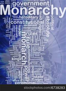 Monarchy background concept. Background concept wordcloud illustration of monarchy international