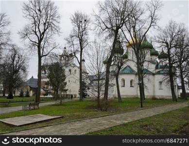 Monastery of Saint Euthymius in Suzdal, Russia. Transfiguration Cathedral and bell tower.