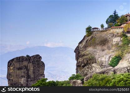 Monastery on cliff in Meteora, Kalambaka Thessaly Greece. Greek destinations. UNESCO World Heritage site.. Monastery in Meteora, Greece