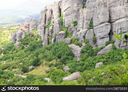 Monastery on top of rock in Meteora, Greece