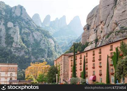 Monastery, Santa Maria de Montserrat is a Benedictine abbey located on the mountain near Barcelona, Catalonia, Spain