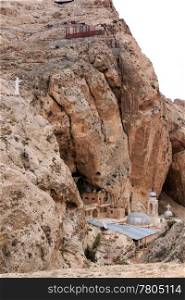 Monastery Takla and rock near Maalula village, Syria