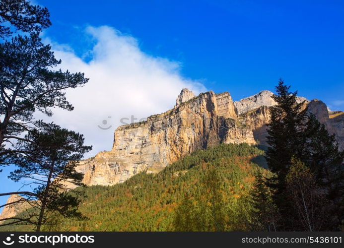 Mondarruego peak Pyrenees in Valle de Ordesa valley Huesca Aragon at Spain