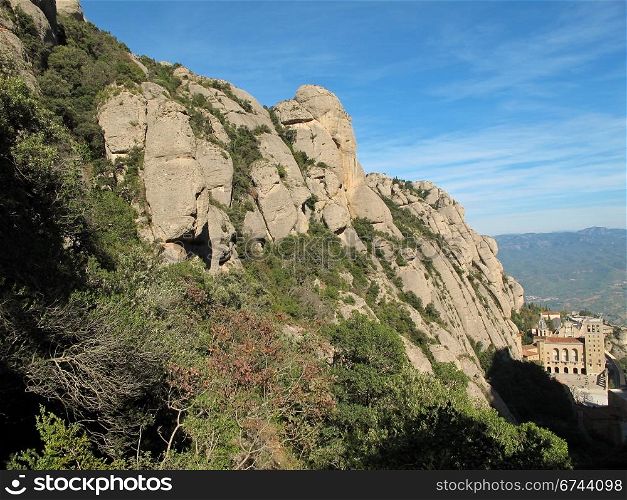 Monestir Santa Maria de Montserrat. Monastery of mont serrat in the montserrat mountains of catalonia