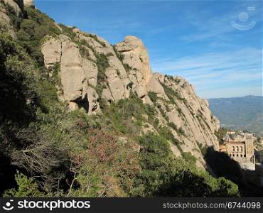 Monestir Santa Maria de Montserrat. Monastery of mont serrat in the montserrat mountains of catalonia