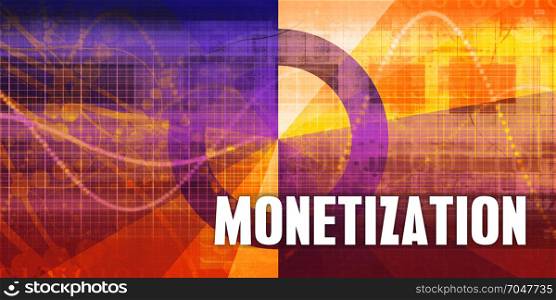 Monetization Focus Concept on a Futuristic Abstract Background. Monetization