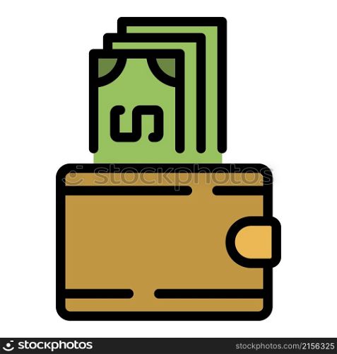 Money and wallet icon. Outline money and wallet vector icon color flat isolated. Money and wallet icon color outline vector
