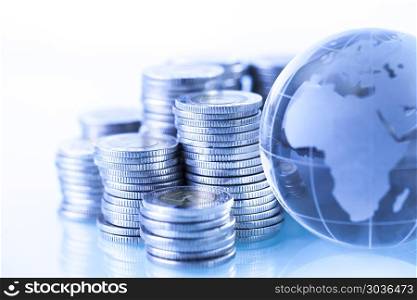 Money around world. Concept of money around the world on white background