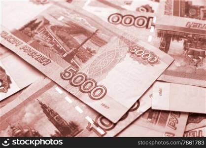 Money background with close up of russian Ruble