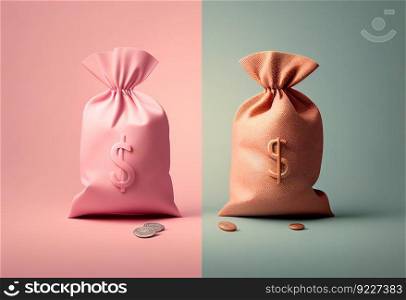 Money bags icon money saving concept. Difference money illustration. AI generative.